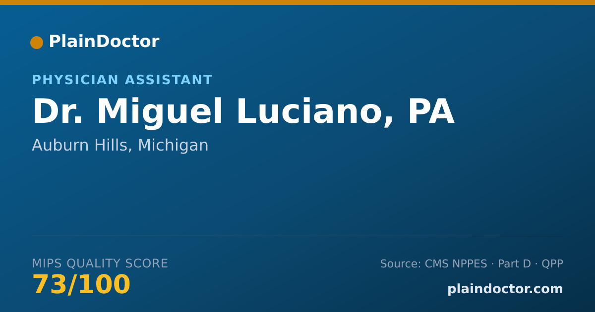 Shareable card for Miguel Luciano, PA - Physician Assistant, Auburn Hills, MI