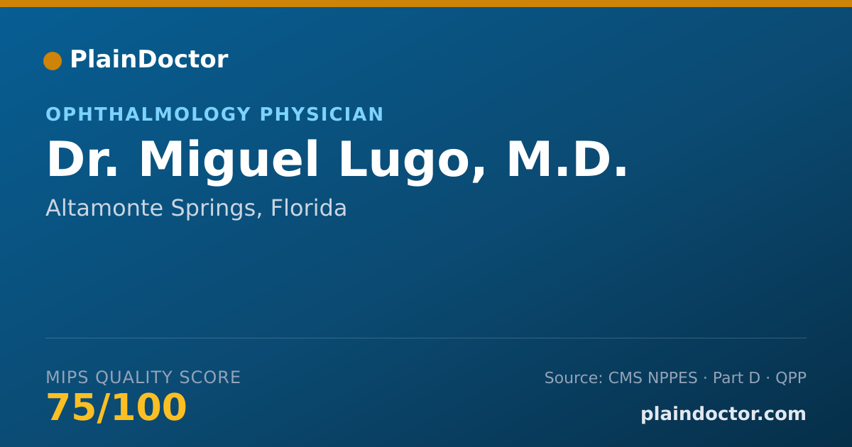 Shareable card for Miguel Lugo, M.D. - Ophthalmology Physician, Altamonte Springs, FL