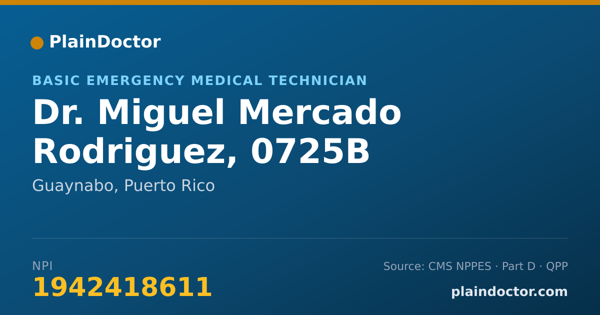 Shareable card for Miguel Mercado Rodriguez, 0725B - Basic Emergency Medical Technician, Guaynabo, PR
