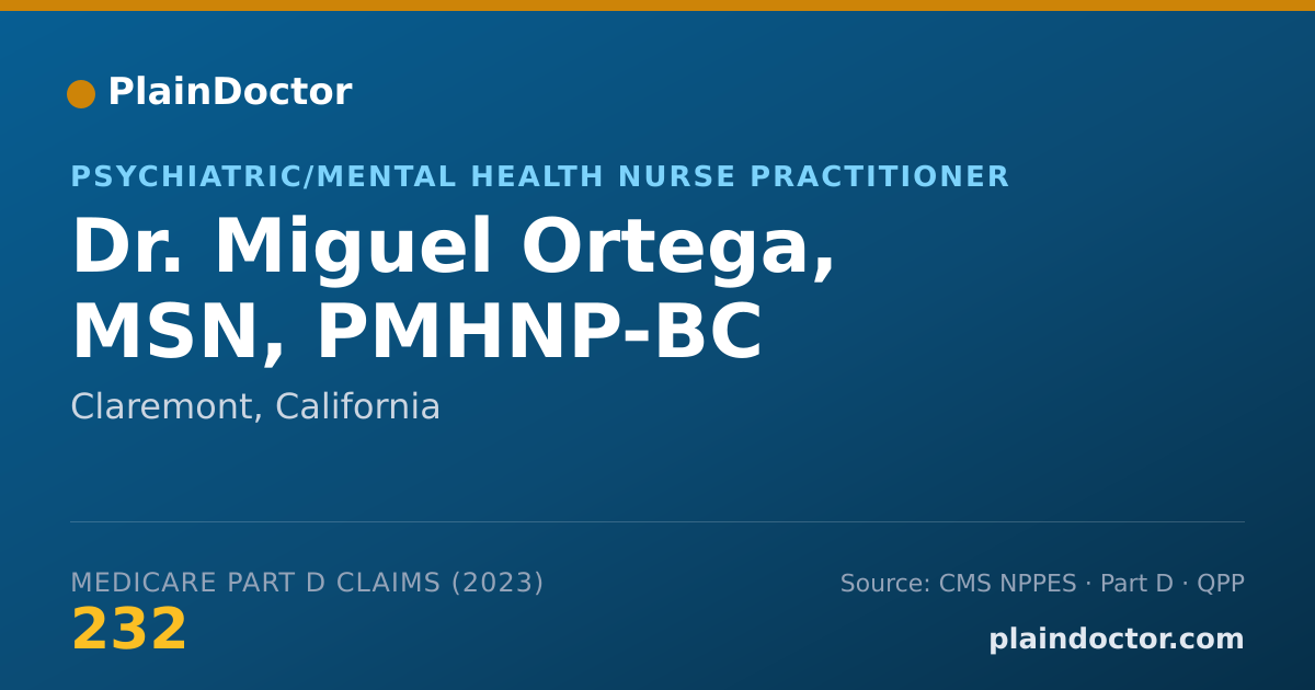 Shareable card for Miguel Ortega, MSN, PMHNP-BC - Psychiatric/Mental Health Nurse Practitioner, Claremont, CA