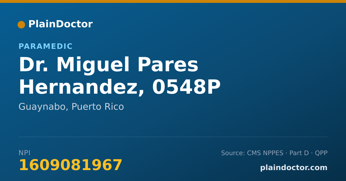 Shareable card for Miguel Pares Hernandez, 0548P - Paramedic, Guaynabo, PR