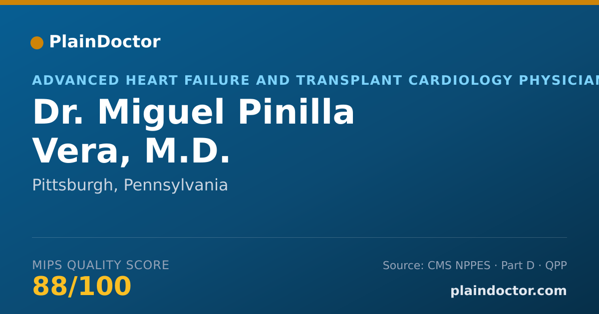 Shareable card for Miguel Pinilla Vera, M.D. - Advanced Heart Failure and Transplant Cardiology Physician, Pittsburgh, PA