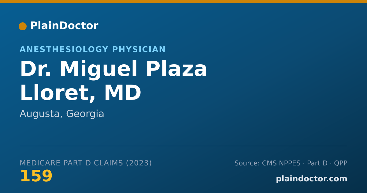 Shareable card for Miguel Plaza Lloret, MD - Anesthesiology Physician, Augusta, GA