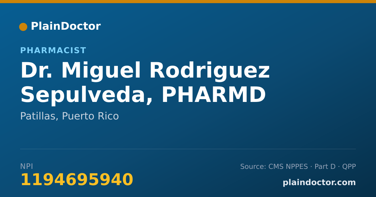 Shareable card for Miguel Rodriguez Sepulveda, PHARMD - Pharmacist, Patillas, PR