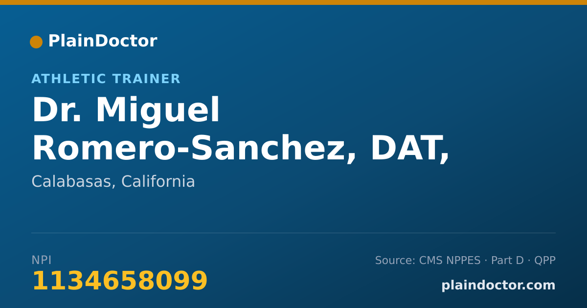 Shareable card for Miguel Romero-Sanchez, DAT, AT - Athletic Trainer, Calabasas, CA