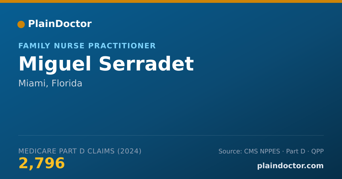 Shareable card for Miguel Serradet - Family Nurse Practitioner, Miami, FL