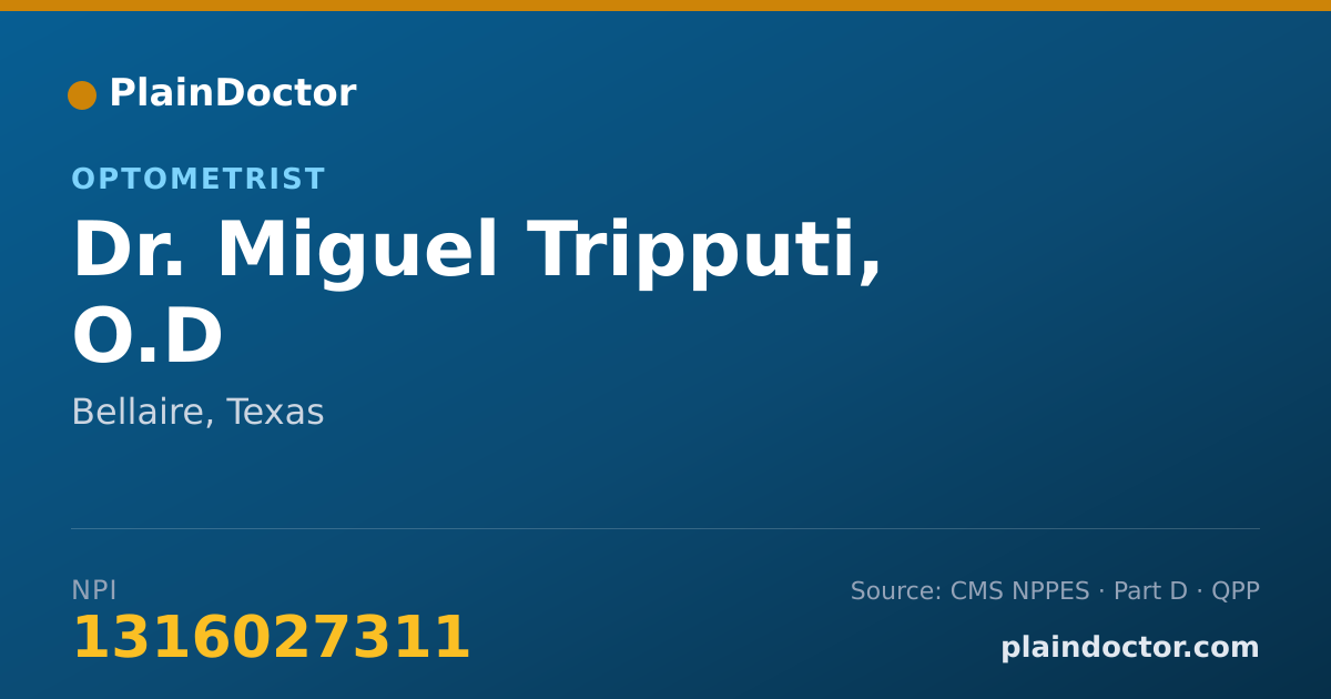 Shareable card for Miguel Tripputi, O.D - Optometrist, Bellaire, TX