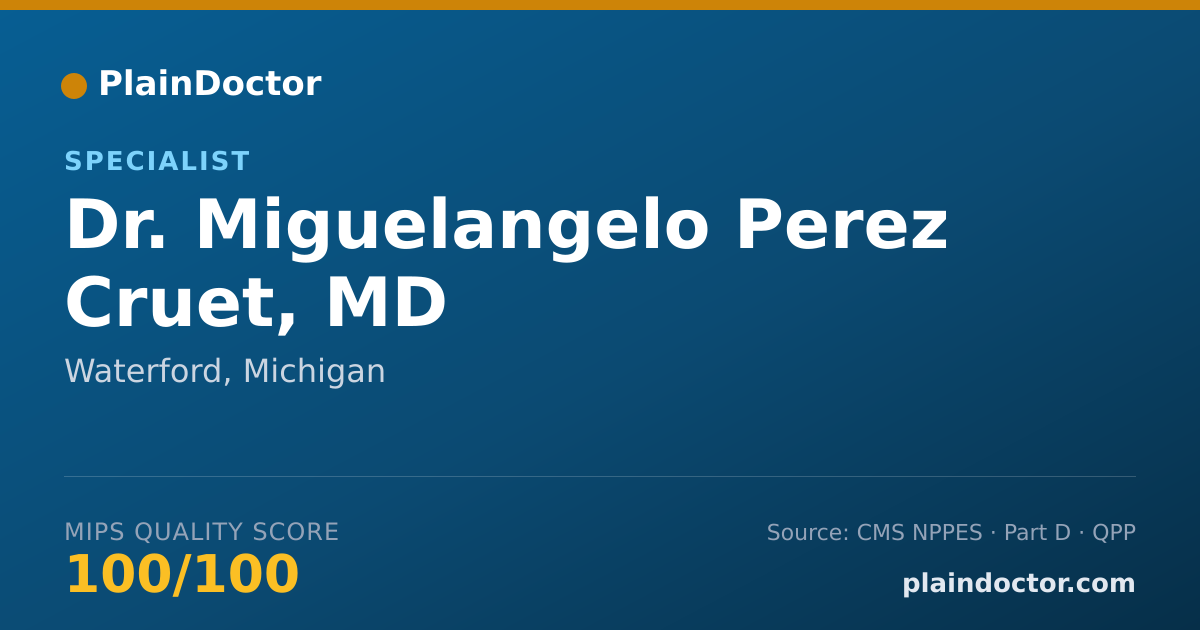 Shareable card for Miguelangelo Perez Cruet, MD - Specialist, Waterford, MI