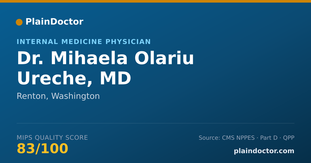 Shareable card for Mihaela Olariu Ureche, MD - Internal Medicine Physician, Renton, WA