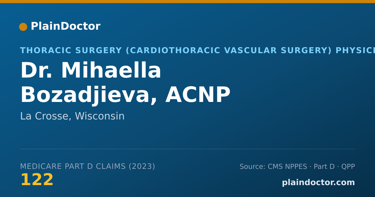 Shareable card for Mihaella Bozadjieva, ACNP - Thoracic Surgery (Cardiothoracic Vascular Surgery) Physician, La Crosse, WI