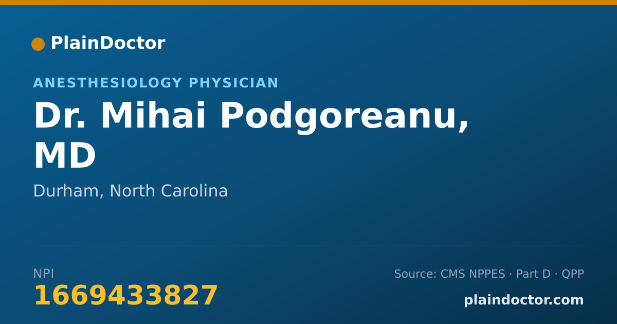 Shareable card for Mihai Podgoreanu, MD - Anesthesiology Physician, Durham, NC