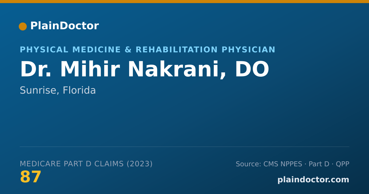 Shareable card for Mihir Nakrani, DO - Physical Medicine & Rehabilitation Physician, Sunrise, FL