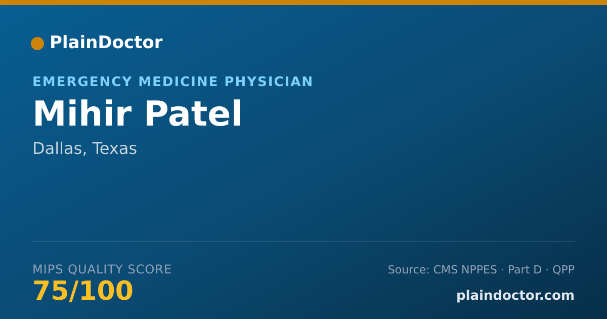 Shareable card for Mihir Patel - Emergency Medicine Physician, Dallas, TX