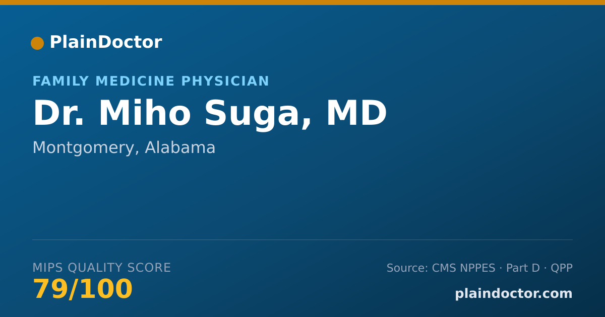 Shareable card for Miho Suga, MD - Family Medicine Physician, Montgomery, AL
