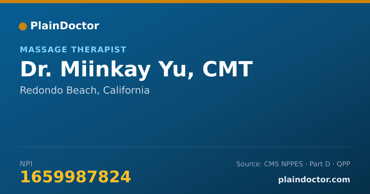 Shareable card for Miinkay Yu, CMT - Massage Therapist, Redondo Beach, CA