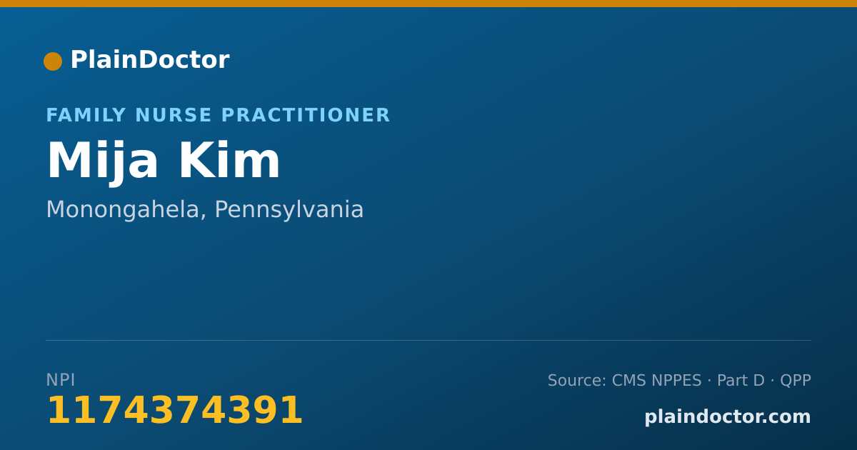 Shareable card for Mija Kim - Family Nurse Practitioner, Monongahela, PA