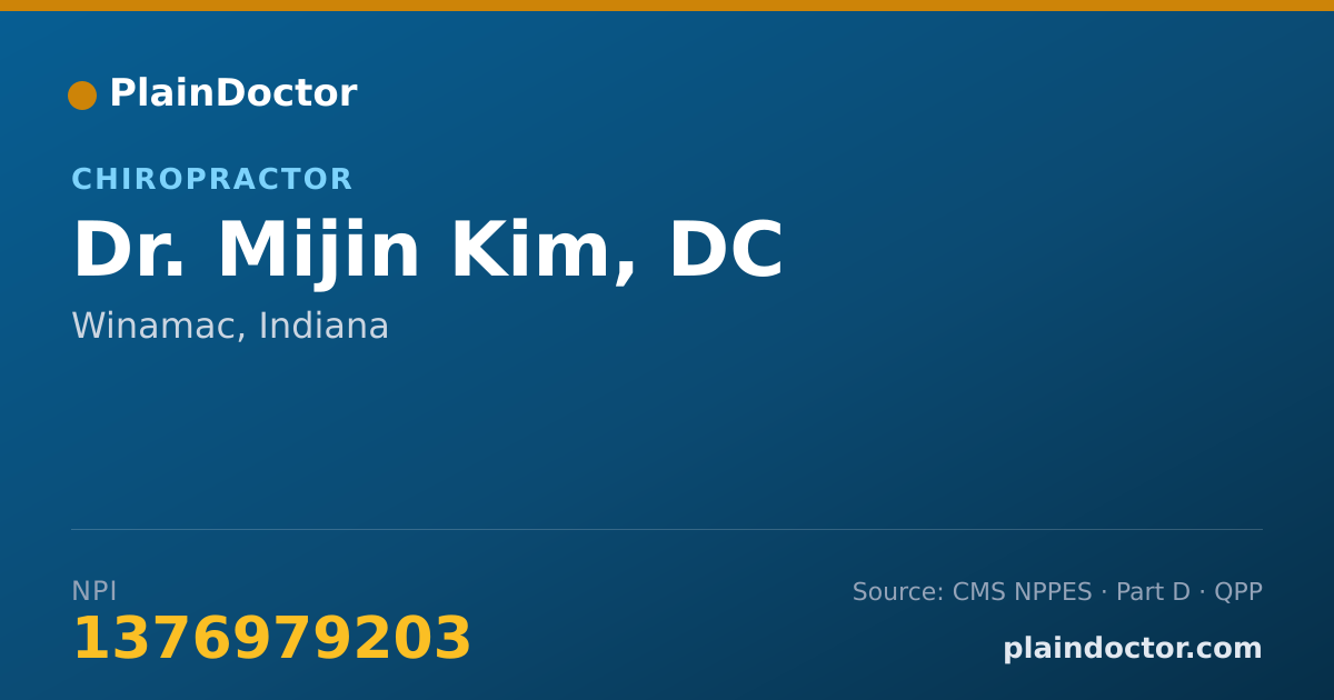 Shareable card for Mijin Kim, DC - Chiropractor, Winamac, IN