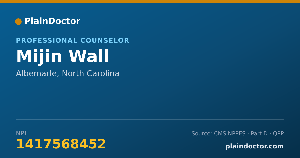 Shareable card for Mijin Wall - Professional Counselor, Albemarle, NC