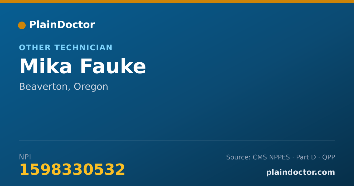 Shareable card for Mika Fauke - Other Technician, Beaverton, OR
