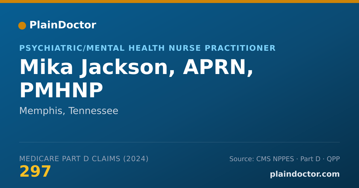 Shareable card for Mika Jackson, APRN, PMHNP - Psychiatric/Mental Health Nurse Practitioner, Memphis, TN