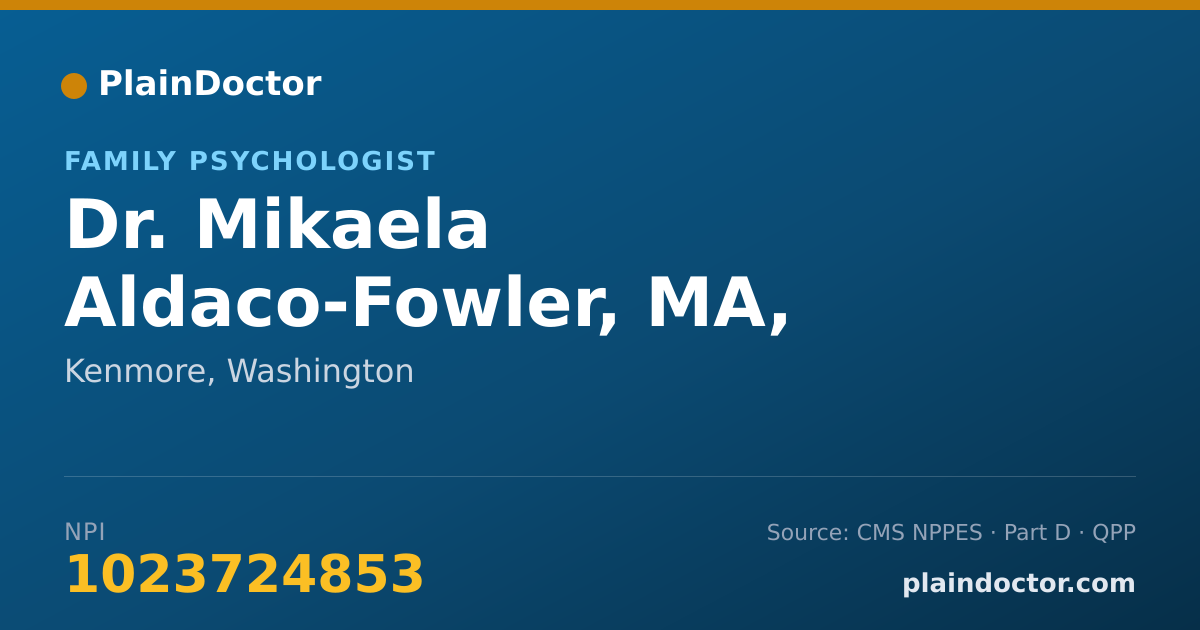 Shareable card for Mikaela Aldaco-Fowler, MA, LMFTA - Family Psychologist, Kenmore, WA