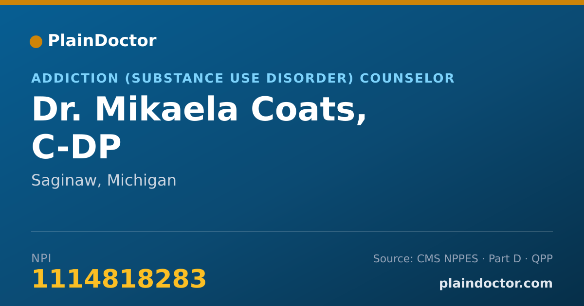 Shareable card for Mikaela Coats, C-DP - Addiction (Substance Use Disorder) Counselor, Saginaw, MI