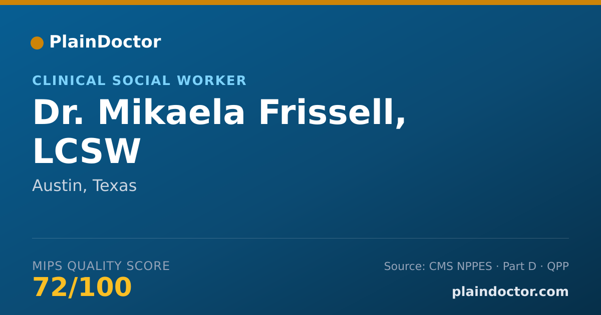 Shareable card for Mikaela Frissell, LCSW - Clinical Social Worker, Austin, TX