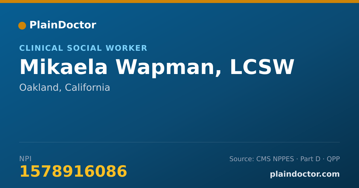 Shareable card for Mikaela Wapman, LCSW - Clinical Social Worker, Oakland, CA