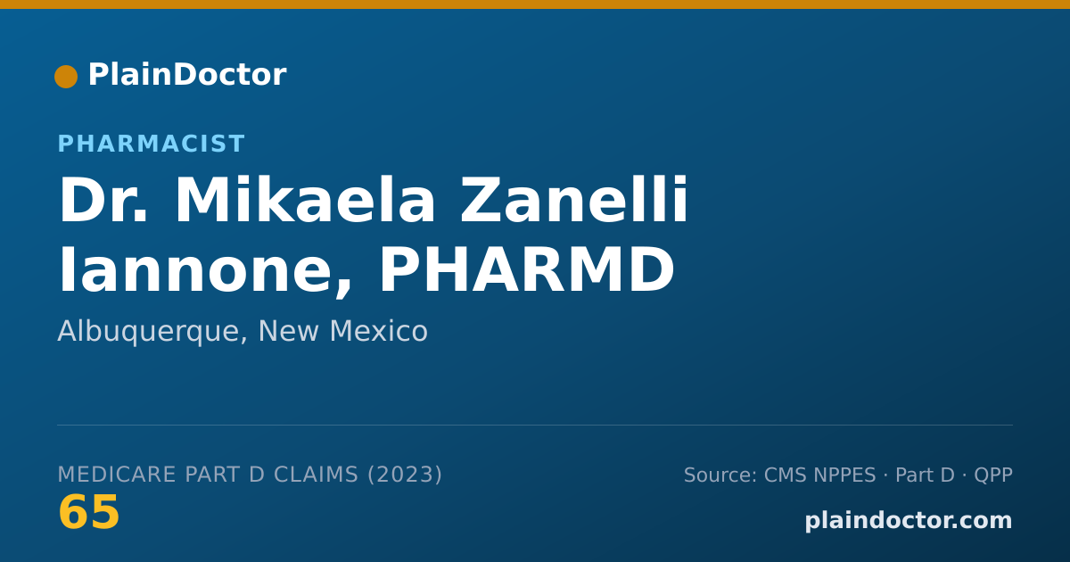 Shareable card for Mikaela Zanelli Iannone, PHARMD - Pharmacist, Albuquerque, NM