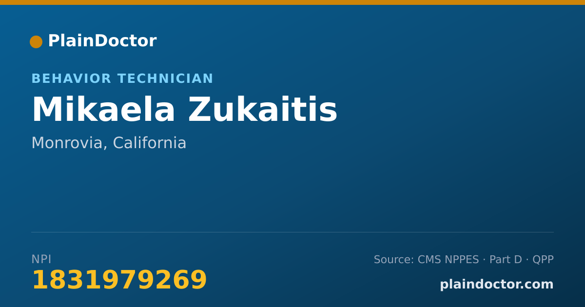 Shareable card for Mikaela Zukaitis - Behavior Technician, Monrovia, CA
