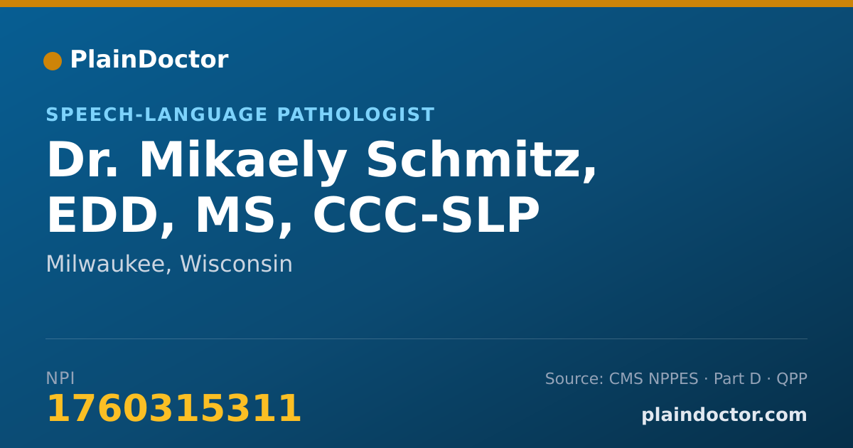 Shareable card for Mikaely Schmitz, EDD, MS, CCC-SLP - Speech-Language Pathologist, Milwaukee, WI