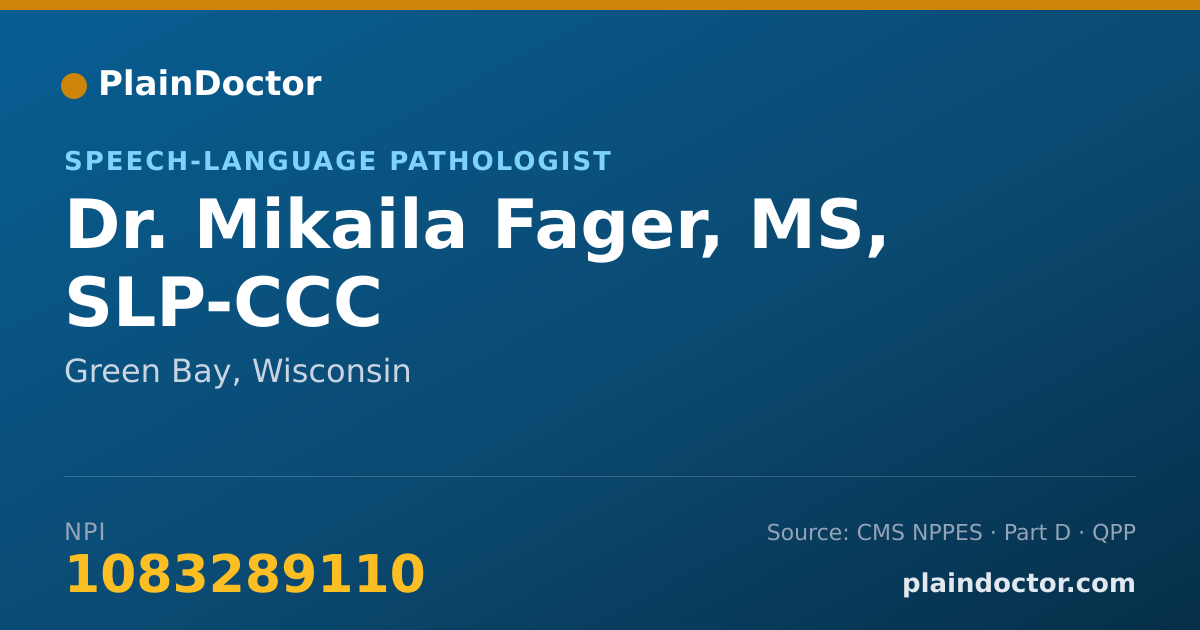 Shareable card for Mikaila Fager, MS, SLP-CCC - Speech-Language Pathologist, Green Bay, WI