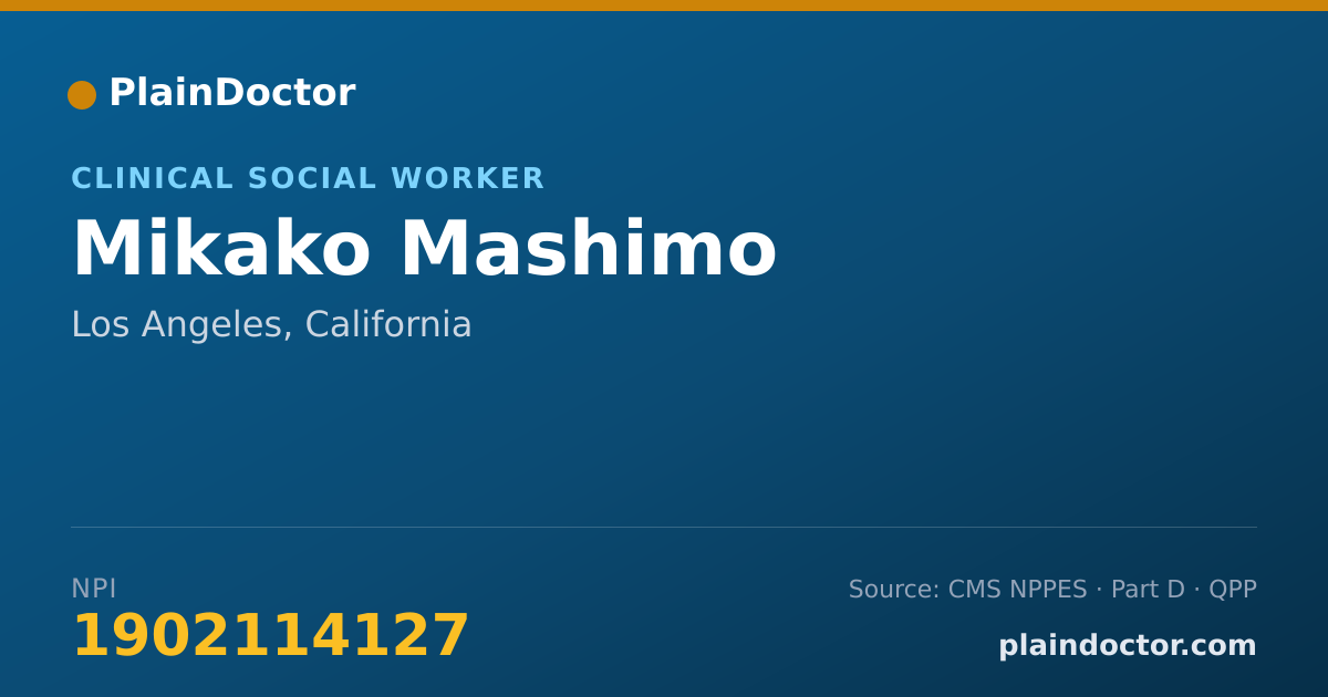 Shareable card for Mikako Mashimo - Clinical Social Worker, Los Angeles, CA