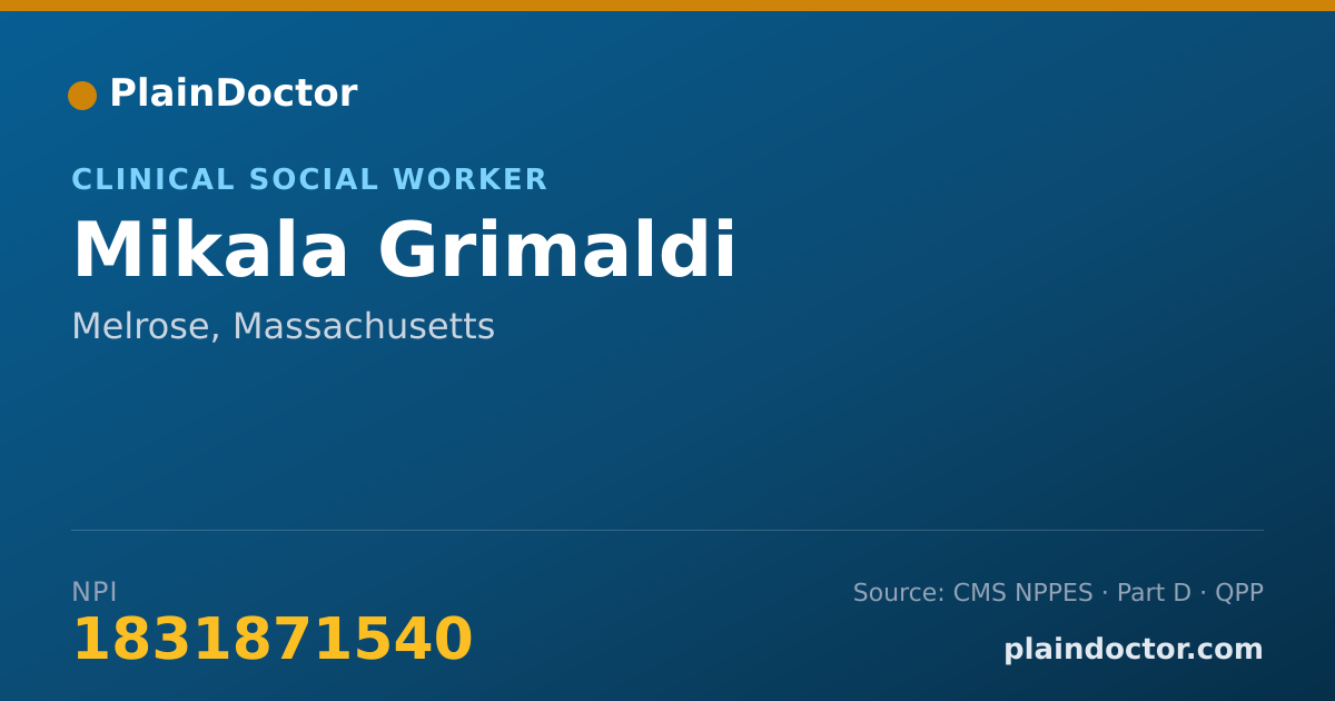Shareable card for Mikala Grimaldi - Clinical Social Worker, Melrose, MA