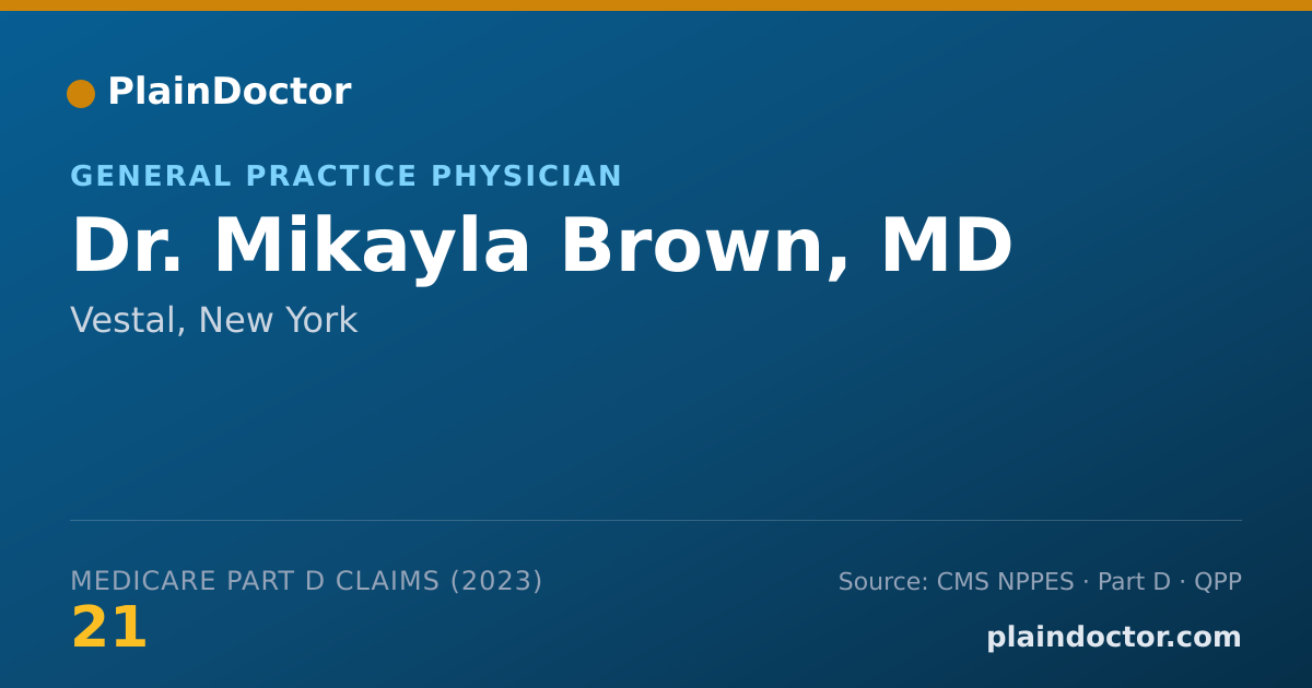 Shareable card for Mikayla Brown, MD - General Practice Physician, Vestal, NY