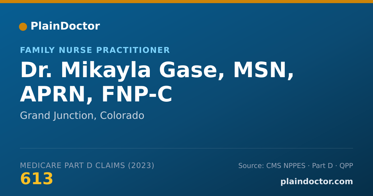 Shareable card for Mikayla Gase, MSN, APRN, FNP-C - Family Nurse Practitioner, Grand Junction, CO