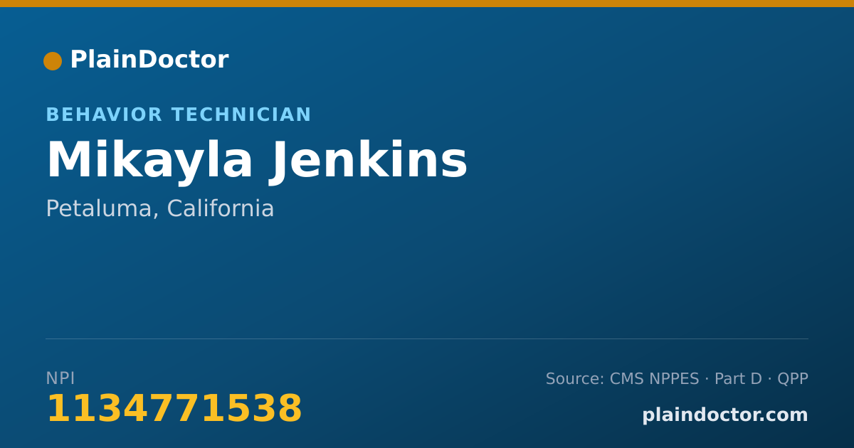Shareable card for Mikayla Jenkins - Behavior Technician, Petaluma, CA