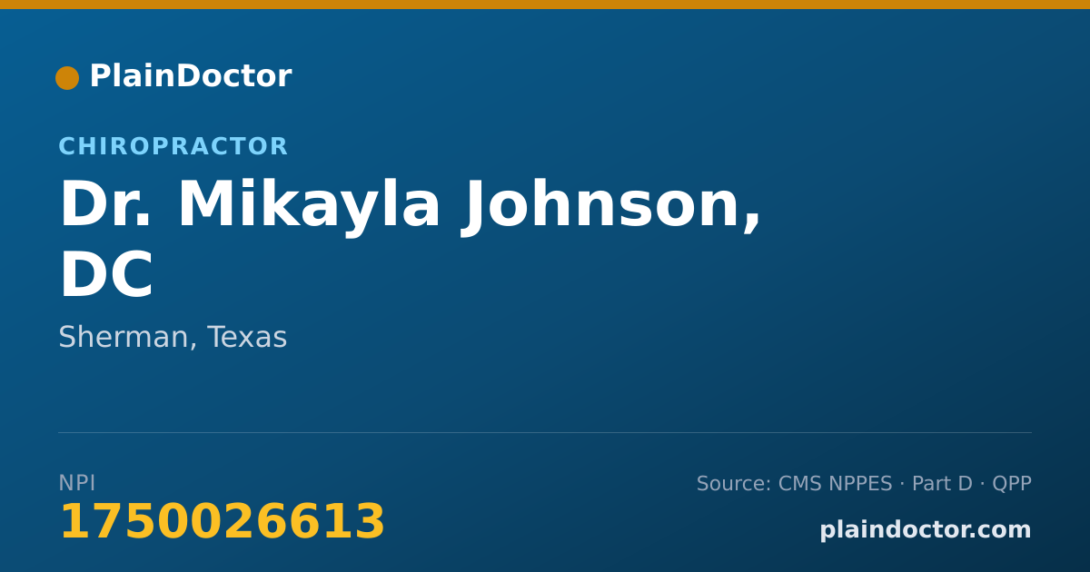 Shareable card for Mikayla Johnson, DC - Chiropractor, Sherman, TX