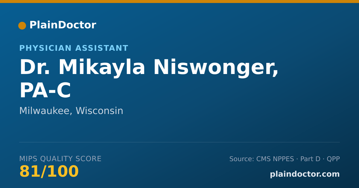 Shareable card for Mikayla Niswonger, PA-C - Physician Assistant, Milwaukee, WI