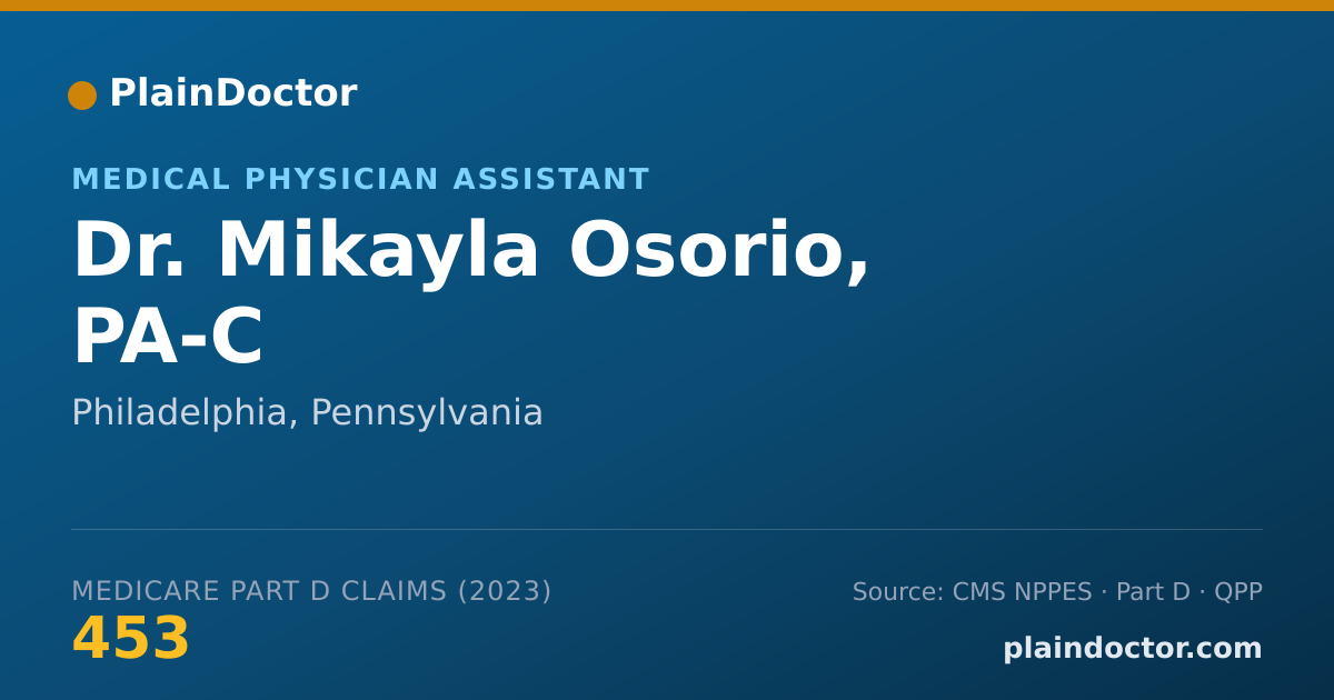 Shareable card for Mikayla Osorio, PA-C - Medical Physician Assistant, Philadelphia, PA