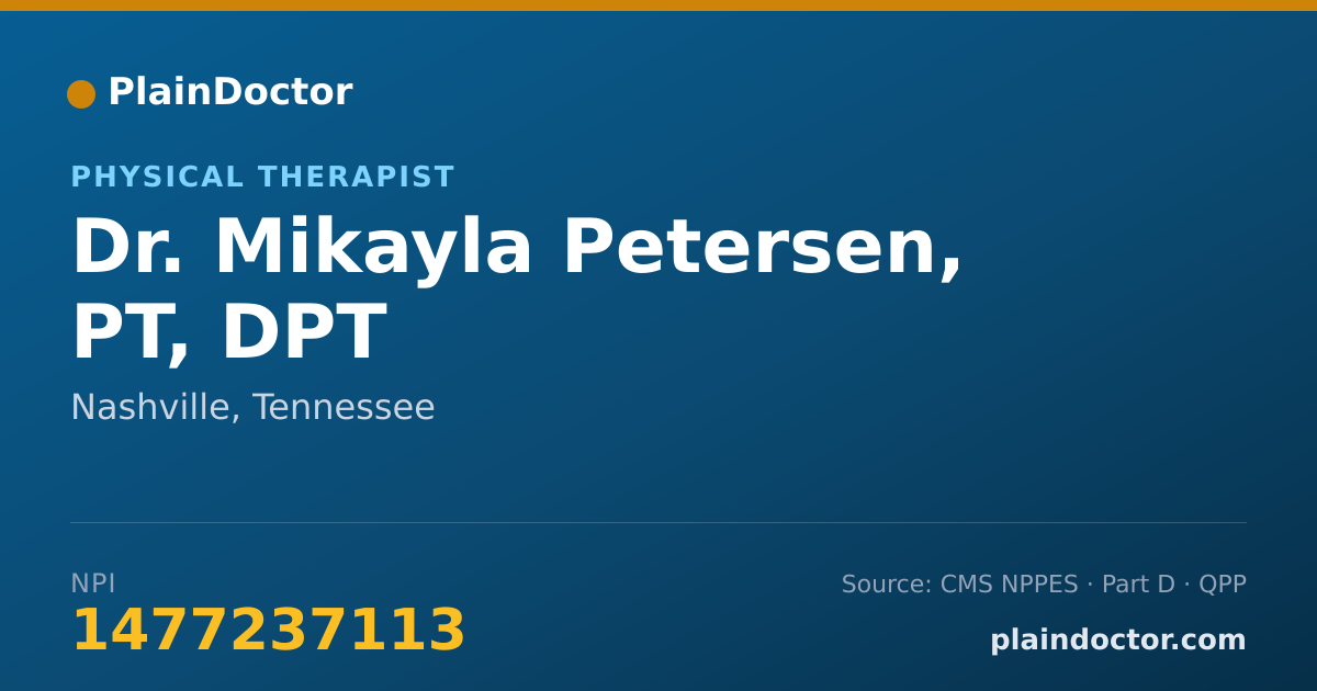 Shareable card for Mikayla Petersen, PT, DPT - Physical Therapist, Nashville, TN
