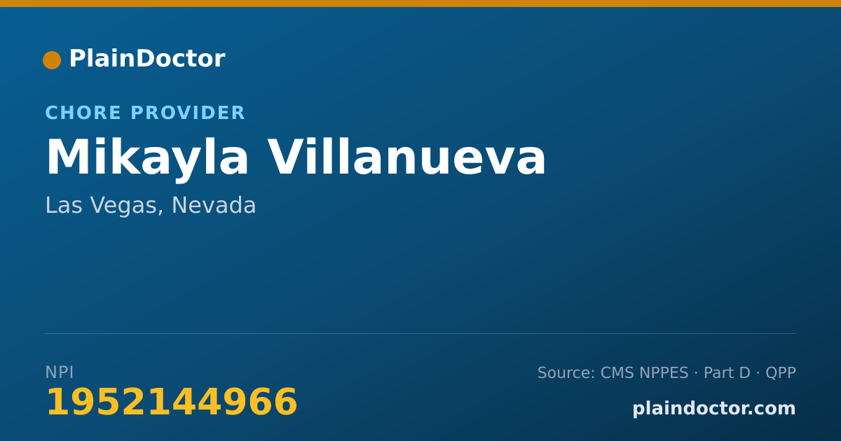 Shareable card for Mikayla Villanueva - Chore Provider, Las Vegas, NV