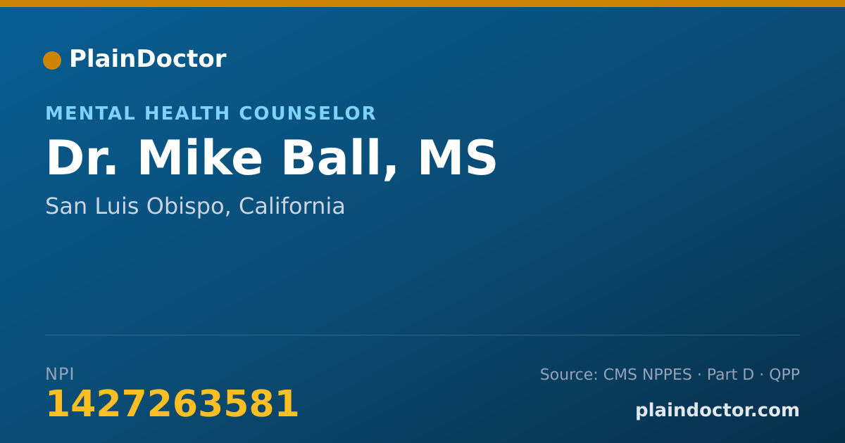Shareable card for Mike Ball, MS - Mental Health Counselor, San Luis Obispo, CA