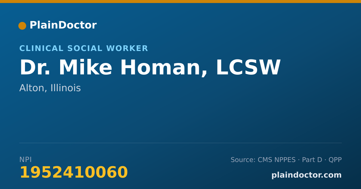 Shareable card for Mike Homan, LCSW - Clinical Social Worker, Alton, IL