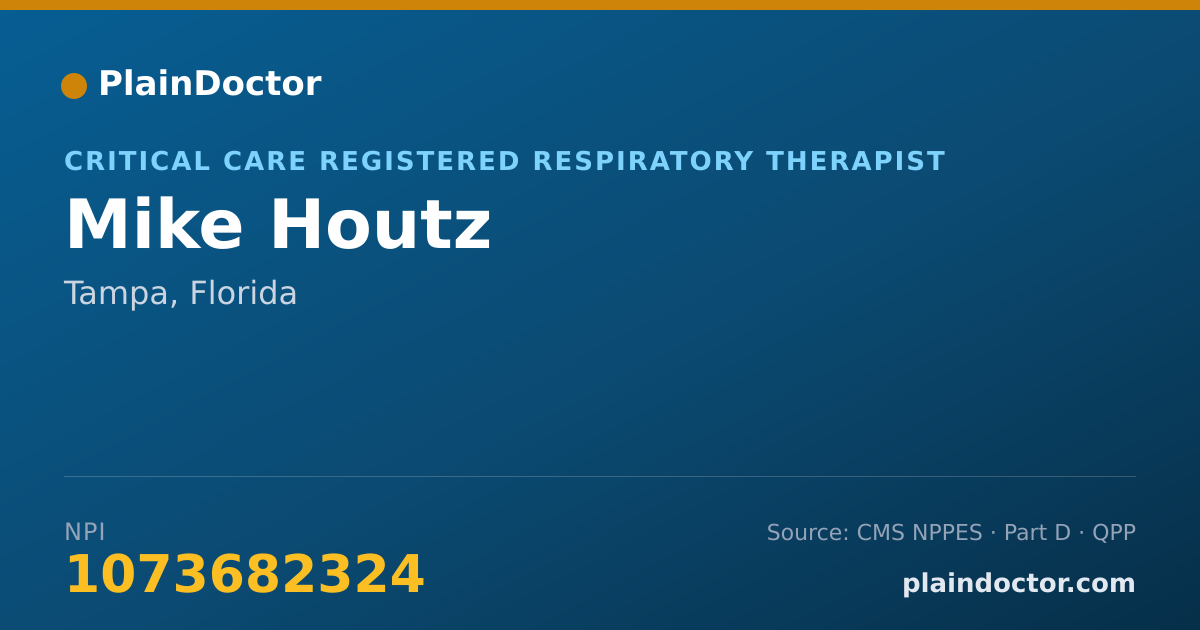 Shareable card for Mike Houtz - Critical Care Registered Respiratory Therapist, Tampa, FL
