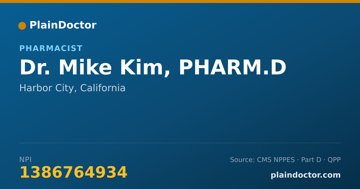 Shareable card for Mike Kim, PHARM.D - Pharmacist, Harbor City, CA