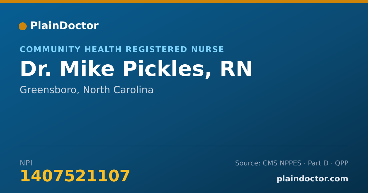 Shareable card for Mike Pickles, RN - Community Health Registered Nurse, Greensboro, NC