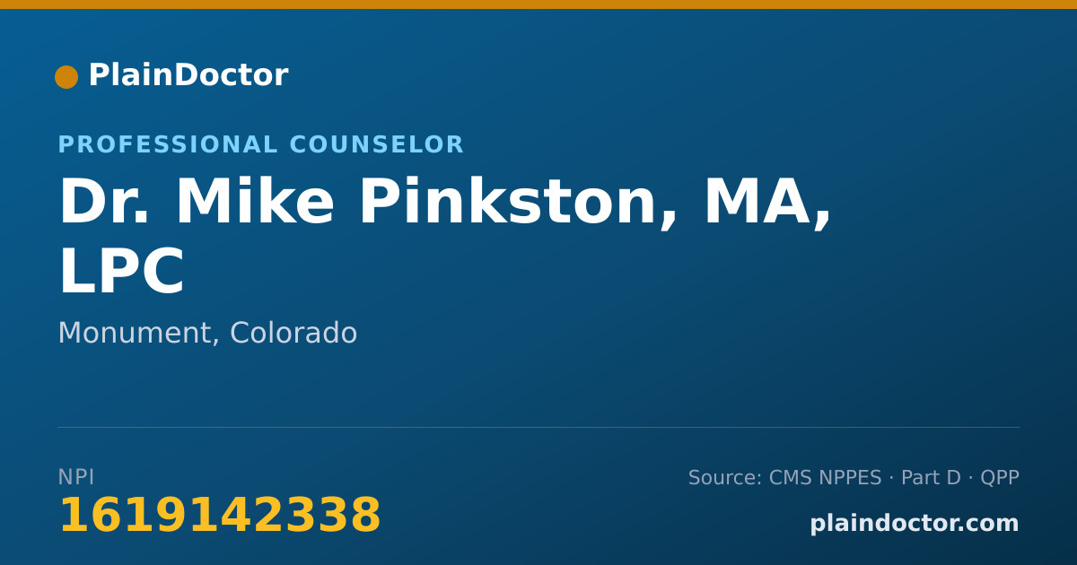 Shareable card for Mike Pinkston, MA, LPC - Professional Counselor, Monument, CO