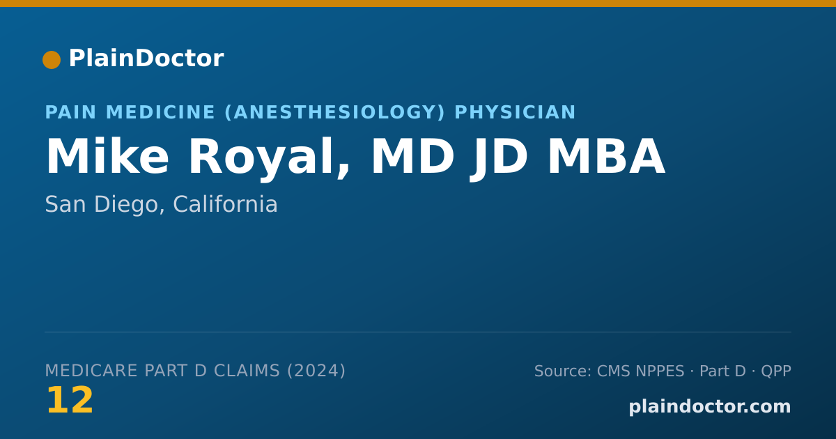 Shareable card for Mike Royal, MD JD MBA - Pain Medicine (Anesthesiology) Physician, San Diego, CA