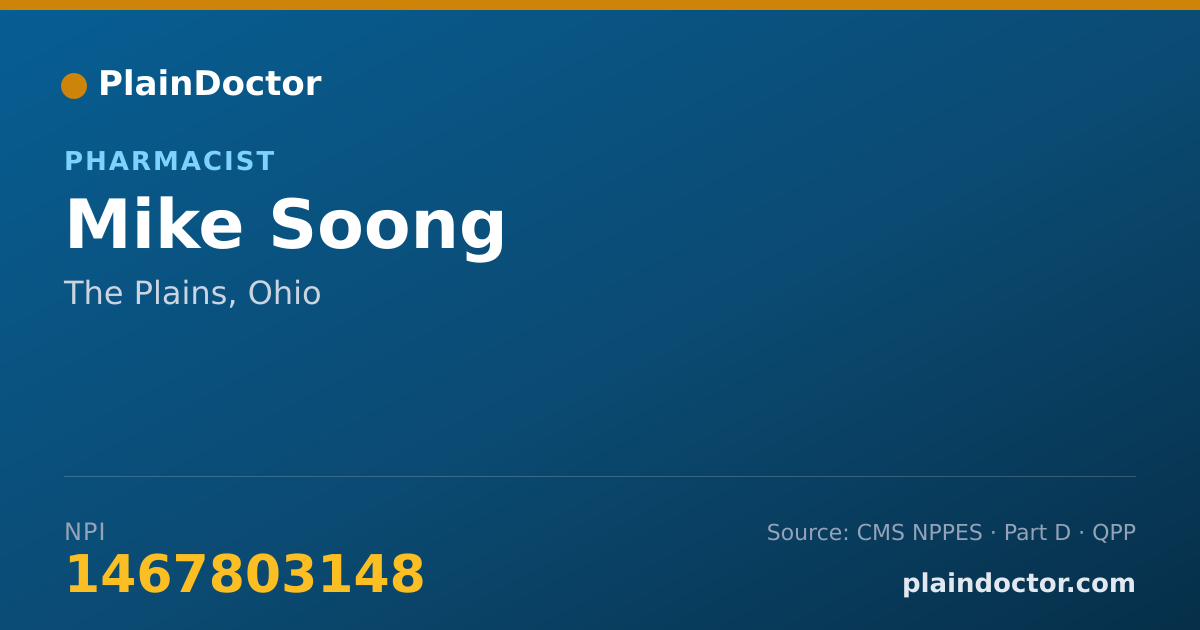 Shareable card for Mike Soong - Pharmacist, The Plains, OH